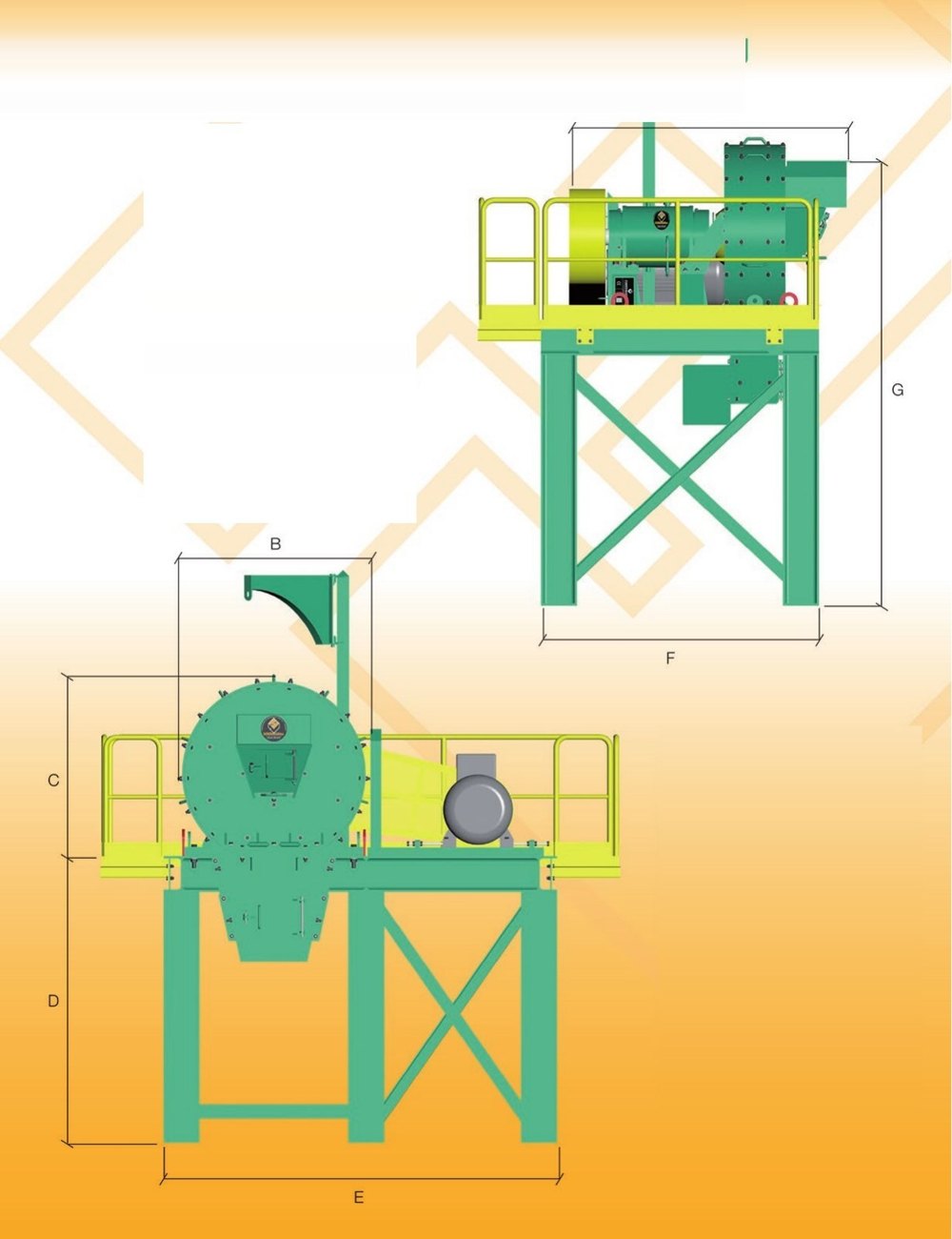 Plan coté de Broyeur centrifuge Cubi-Roc